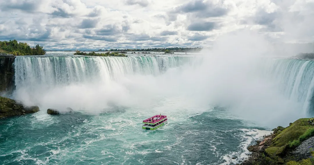 Tour boat near the foot of Horseshoe Falls at Niagara Falls